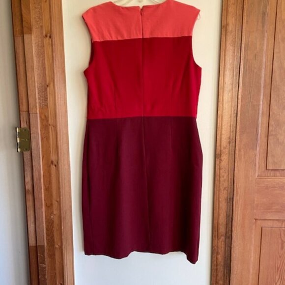 TALBOTS Color Block Sleeveless Knit Sheath Dress Red Coral Maroon - Picture 10 of 15